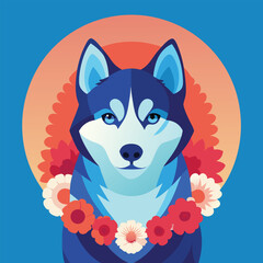 Majestic siberian husky with striking ice blue eyes vector graphic