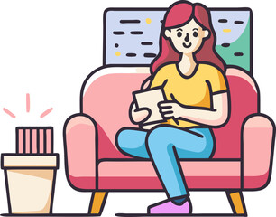 young woman sitting on a sofa