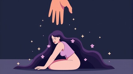 Support and Serenity A Minimalist Illustration of Aid and Tranquility for Mental Well-being