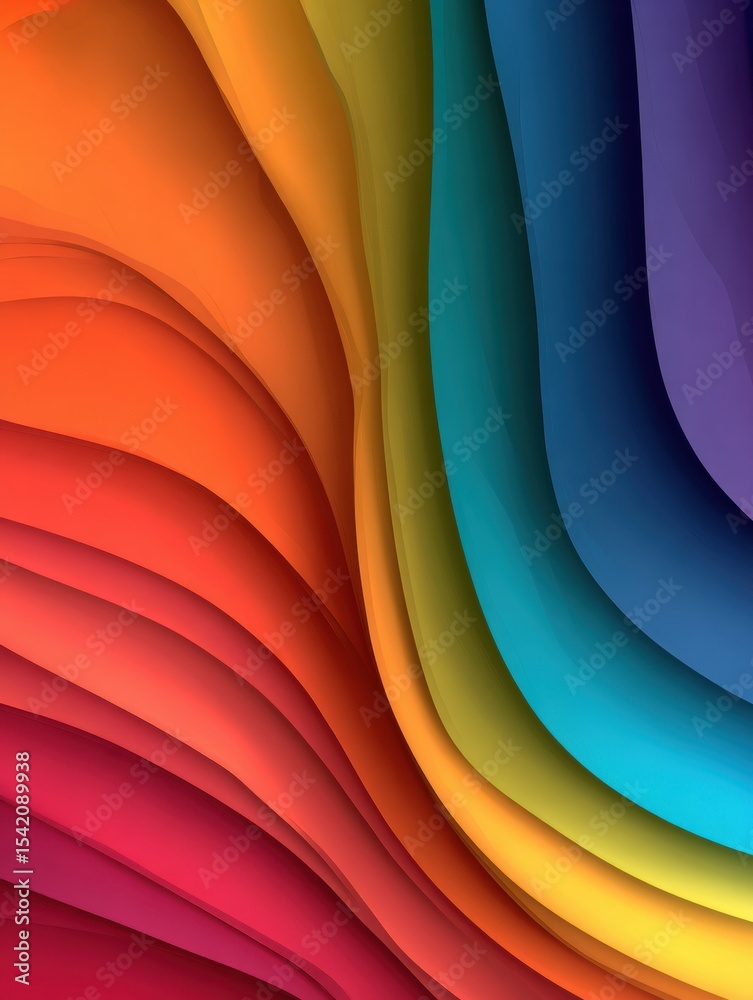 Poster Layered Gradient Lines Illustrate Emotional Complexity Using Vibrant Colors Blending Harmoniously in a Captivating Display