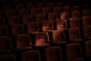 empty cinema auditorium. cinema auditorium with red chairs