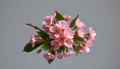 elegant cluster of daphne blossoms in a minimalist style, with pink rose and light moss tones, smooth curves, balanced composition, modern aesthetic, high resolution