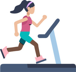 Woman Running on a Treadmill – Fitness, Exercise, and Healthy Lifestyle Concept Illustration