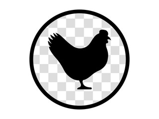 Black silhouette of a chicken standing on grass simple elegant hen icon vector illustration for farm and agriculture projects.Chicken Icon Flat Graphic Design.