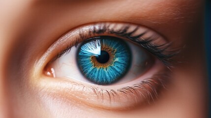 A detailed close-up of a captivating brown eye with intricate patterns and reflections.