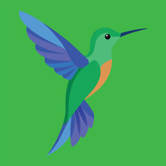 Vibrant hummingbird in flight with outstretched wings vector design