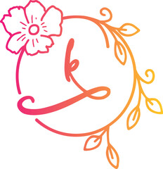 Elegant floral monogram logo with cursive letter K