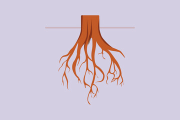 Tree Roots Concept. Colored flat vector illustration isolated