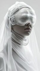 woman in white mask