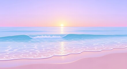 Serene Beach Sunset with Gentle Waves