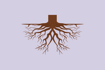 Tree Roots Concept. Colored flat vector illustration isolated