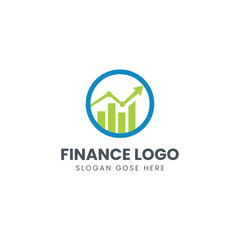 Finance logo with growth chart and upward arrow
