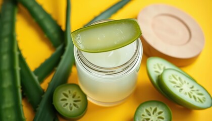 aloe vera gel in a clear glass jar with a wooden lid