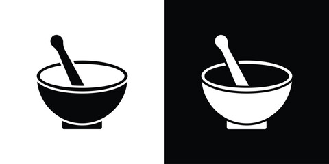 Mortar pestle icon black silhouette for web, and mobile app