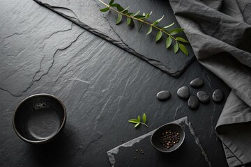 Black Marble Base with Natural Veins &ndash; Luxury Stone Texture for Product Display
