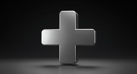 Fototapeta premium Silver Plus Symbol on Dark Background