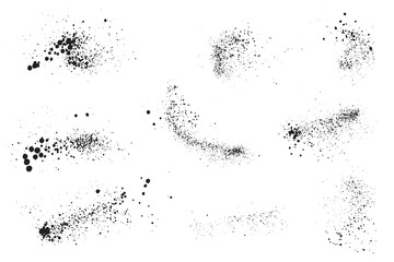 Fototapeta premium Collection of decorative black color vector ink splatter dirty stain background