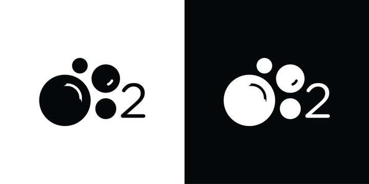 Oxygen O2 icon black silhouette for web, and mobile app
