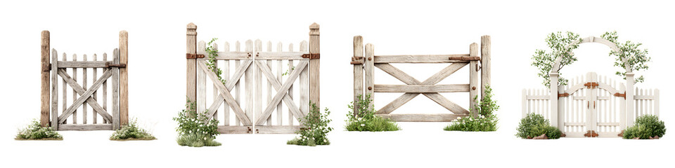 Obraz premium Wooden gates and fences in a countryside setting