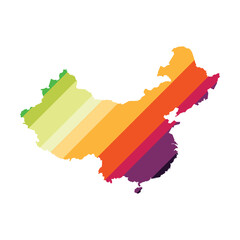 China gradient colorful maps. Colorful gradation of China maps