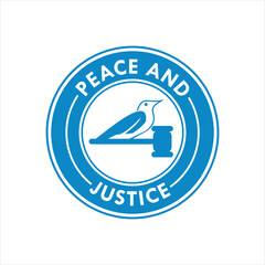 Peace and Justice Stamp Icon Vector Sign Blue
