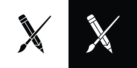 Pencil paintbrush icon black silhouette for web, and mobile app