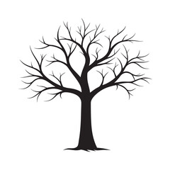 Leafless Tree Silhouette Winter Season Vector