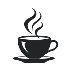 Coffee Cup Silhouette With Steam Illustration