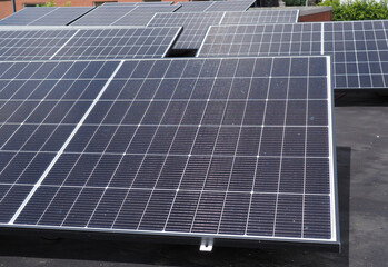 Solar panels on a garage roof, private energy supply