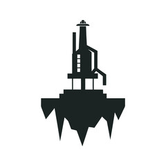 Obraz premium Ice Drilling Rig Silhouette Arctic Equipment Illustration