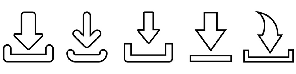 Download icon vector set. Upload button illustration collection. Load symbol or logo.