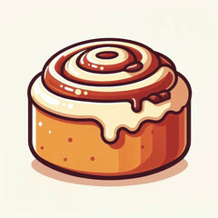 Cartoon cinnamon roll with frosting and glaze outlined in black