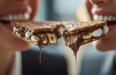 Delicious s'mores quesadillas dripping with chocolate and toasted marshmallows