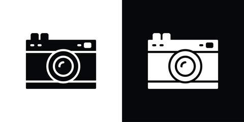 Retro camera icon black silhouette for web, and mobile app