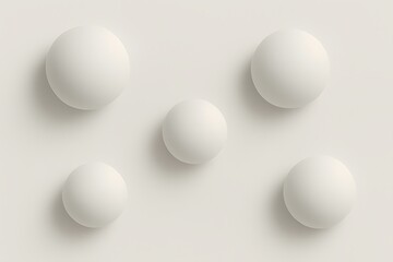 Five White Spheres with Shadows