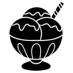 ice cream in a glass bowl icon logo