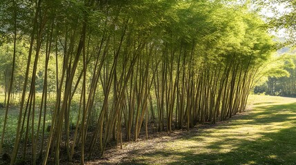 Fototapeta premium Bamboo grove with dappled light in Korea