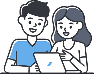 happy family with laptop