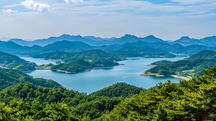 Vast panorama of Korea&rsquo;s natural beauty with layered mountains