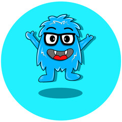 A smart and friendly blue monster wearing glasses, with a curious expression. Suitable for educational themes, technology, or branding that wants to feature a clever and approachable character.
