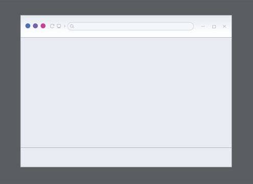 Web browser mockup window in modern flat simple Style. Frame screen website ui template, interface bar.