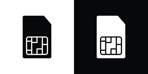 Sim card icon black silhouette for web, and mobile app