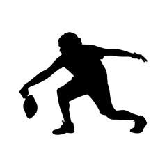 Dynamic Pickleball Player in Action Silhouette, Low Lunge Pickleball Stroke Athlete Silhouette Vector