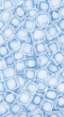 Ice Cubes Background, Top view of many frozen clear cubes creating a cool, refreshing texture