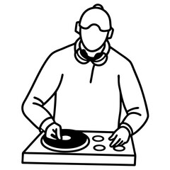 man with vinyl record