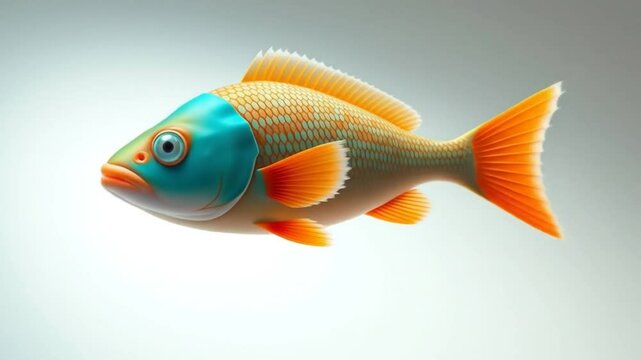 Colorful Fish Illustration of a Unique Aquatic Creature Floating in a White Background
