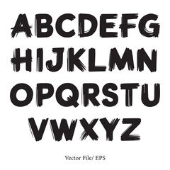 Hand Drawn Brush Alphabet – Bold Artistic Font Vector