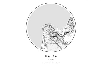Haifa Israel Circle Map Art