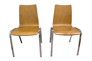 wooden chairs isolated on white background