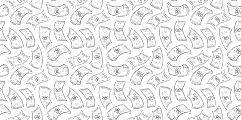 US dollar pattern background. Seamless pattern of the symbols of dollar currency background. Dollar sign pattern background. Dollar Doodle seamless pattern background.	